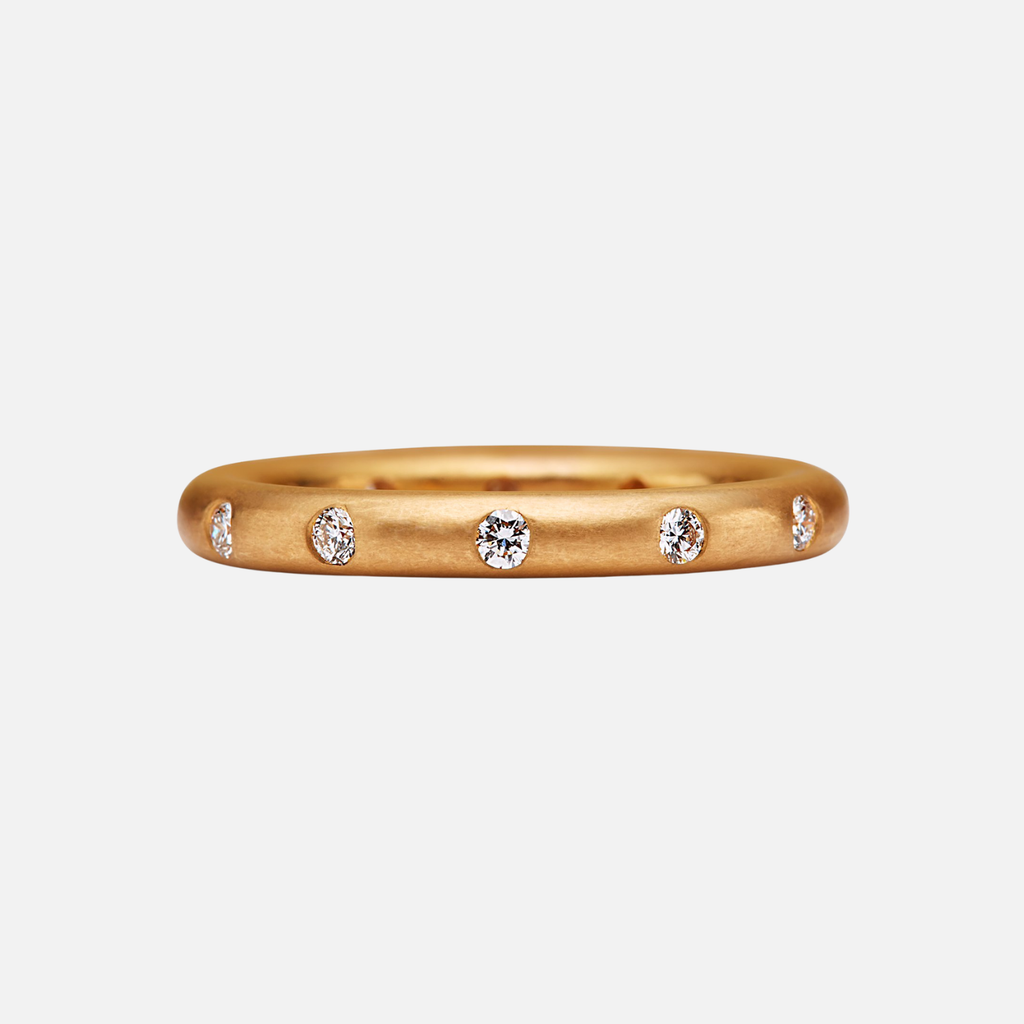 Round Evenly Spaced Diamond Band in 22K Apricot Gold- 3mm Reinstein Ross Goldsmiths
