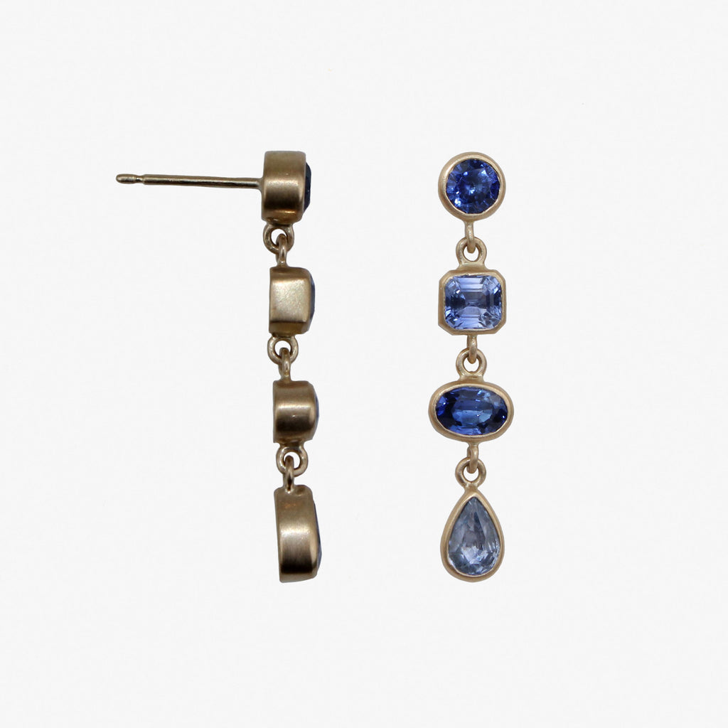 Sedona "Waterfall" Blue Sapphire Earrings in 20K Peach Gold Reinstein Ross Goldsmiths