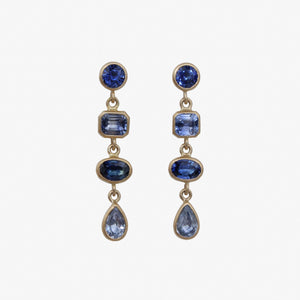 Sedona "Waterfall" Blue Sapphire Earrings in 20K Peach Gold Reinstein Ross Goldsmiths