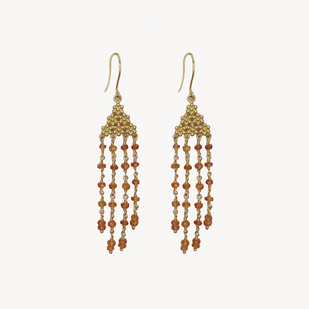 Snowdrop "Delilah" Orange Sapphire Earrings in 20K Peach Gold Reinstein Ross Goldsmiths