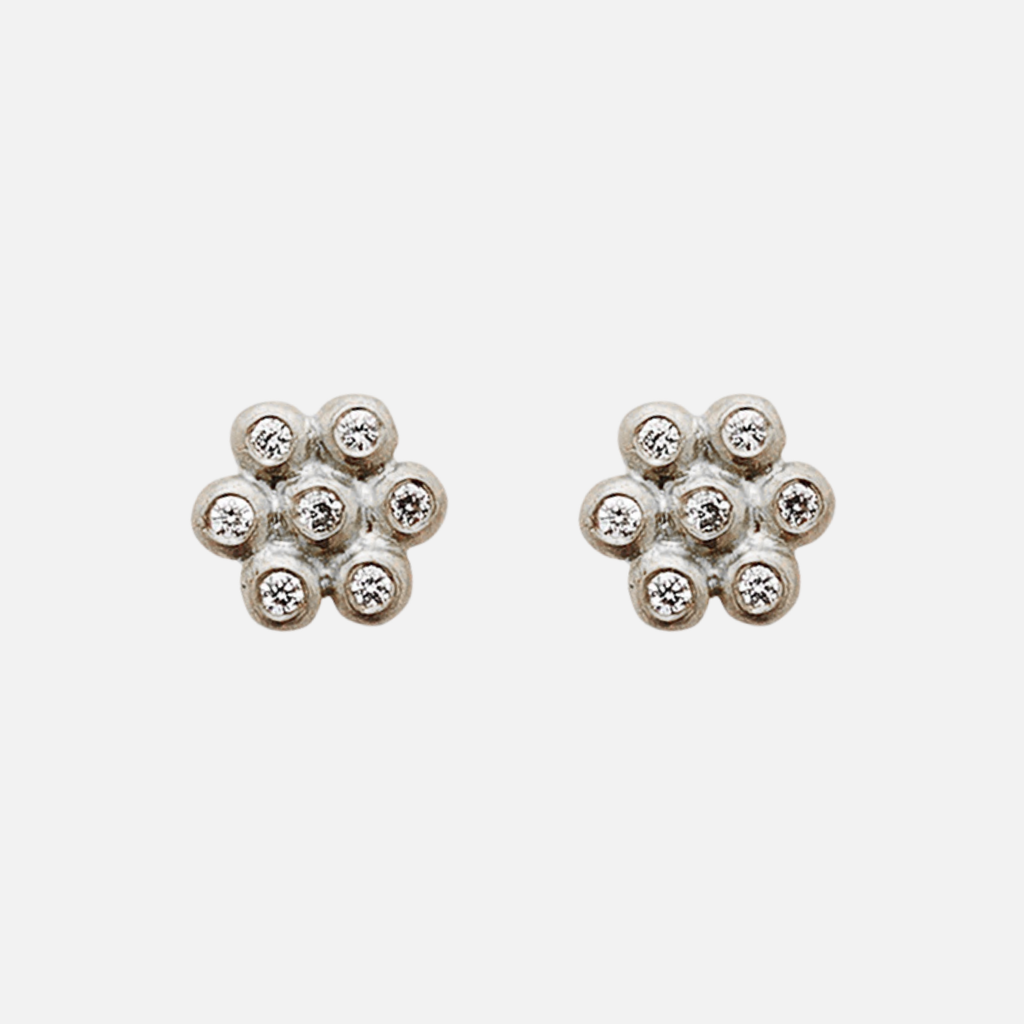 Snowdrop Mini Diamond Studs in 18K Alpine Gold