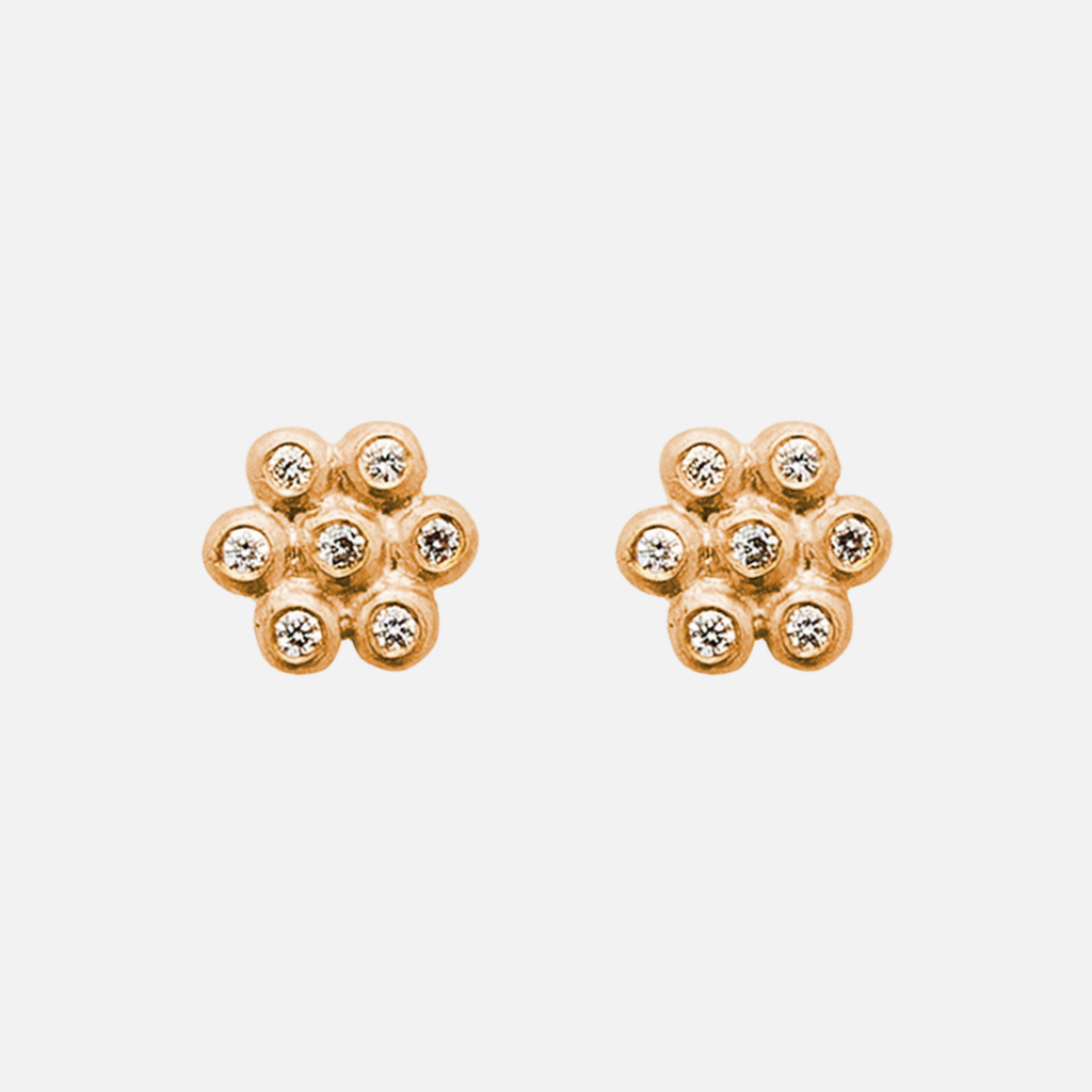 Snowdrop Mini Diamond Studs in 22K Apricot Gold Reinstein Ross Goldsmiths