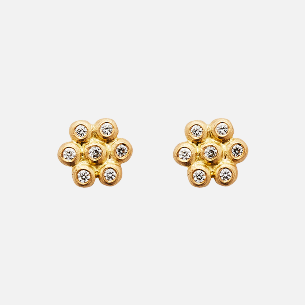 Snowdrop Mini Diamond Studs in 20K Peach Gold Reinstein Ross Goldsmiths