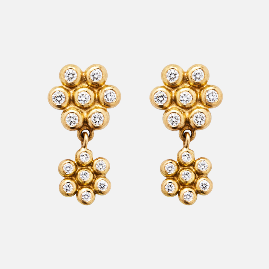 Snowdrop Two-Part Mixed Diamond Earrings in 20K Peach Gold Reinstein Ross Goldsmiths