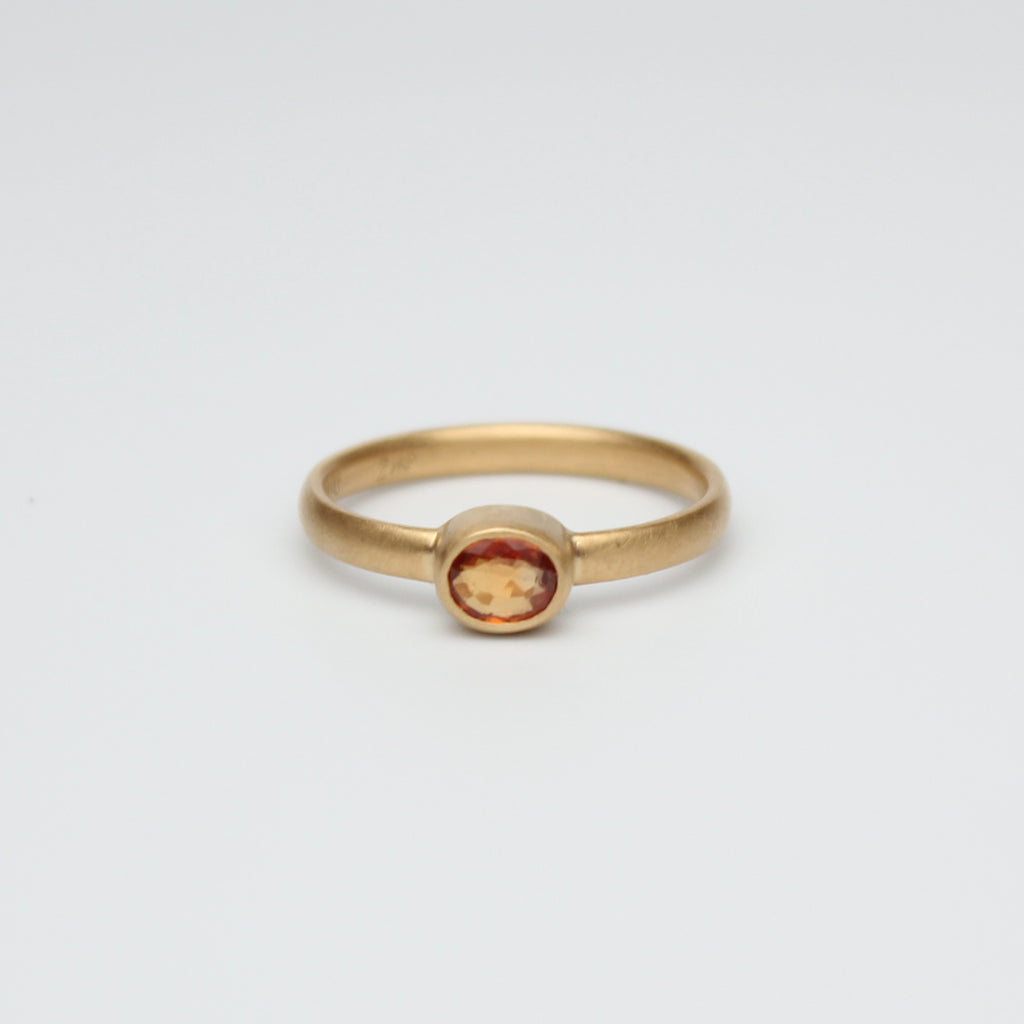 Sonoma Mini Oval Orange Sapphire Ring in 20K Peach Gold Reinstein Ross Goldsmiths