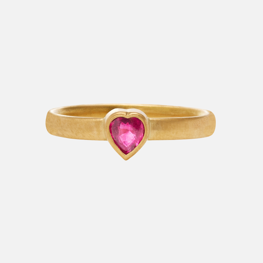 Sonoma Mini Ruby Heart Ring in 20K Peach Gold Reinstein Ross Goldsmiths