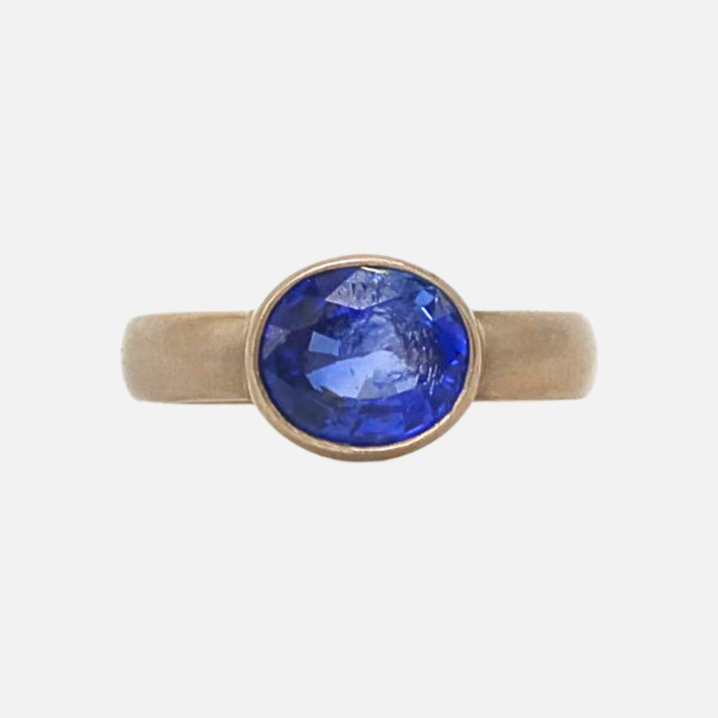 Sonoma Oval Blue Sapphire Ring in 18K Alpine Gold Reinstein Ross Goldsmiths