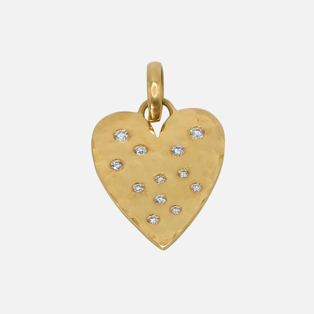 Sonoma Long Heart Pave Pendant in 20K Peach Gold
