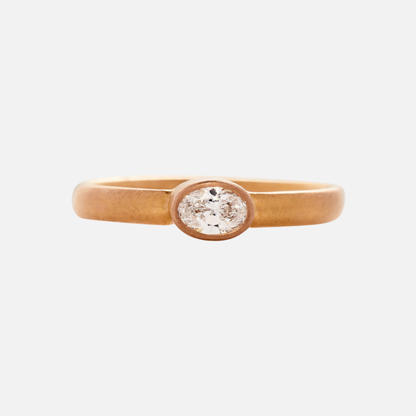 Sonoma Mini Oval White Diamond Ring in 22K Apricot Gold
