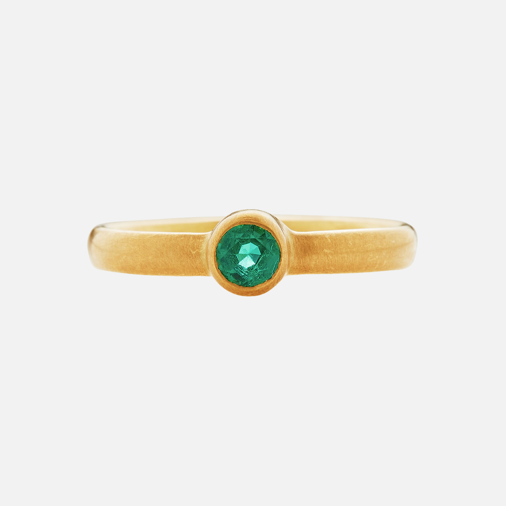 Sonoma Mini Round Emerald Ring in 20K Peach Gold Reinstein Ross Goldsmiths