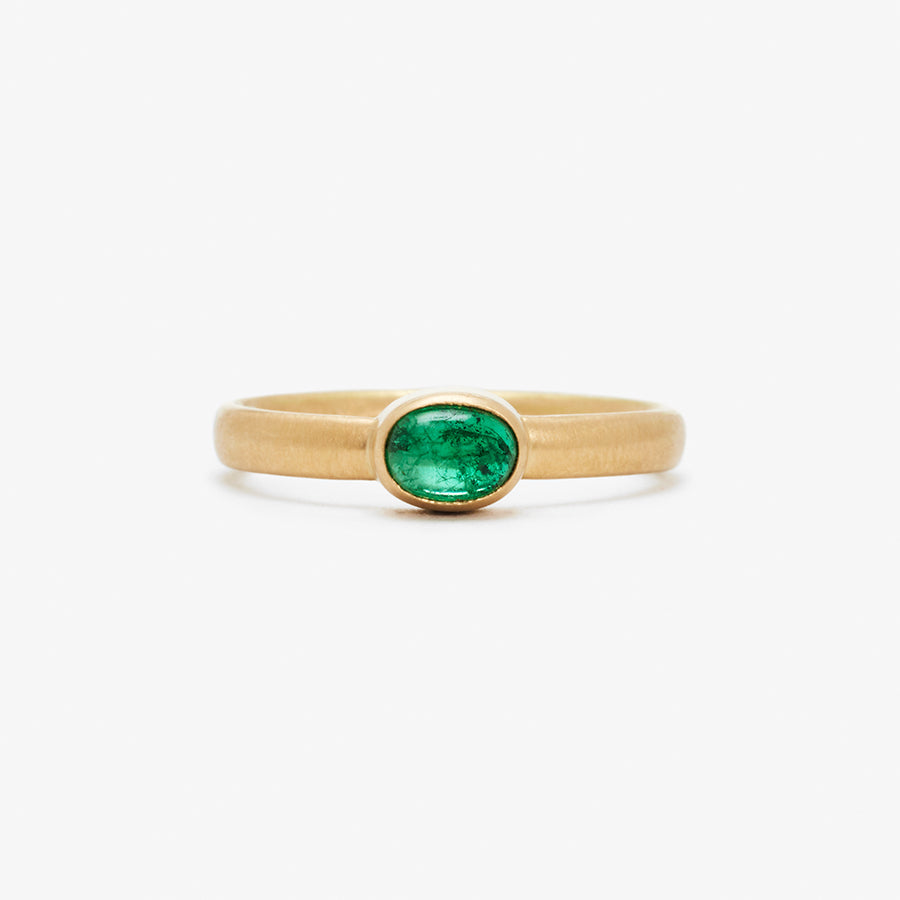 Sonoma Mini Oval Cabochon Emerald Ring in 20K Peach Gold Reinstein Ross Goldsmiths