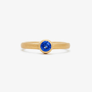 Sonoma Mini Round Blue Sapphire Ring in 20K Peach Gold Reinstein Ross Goldsmiths