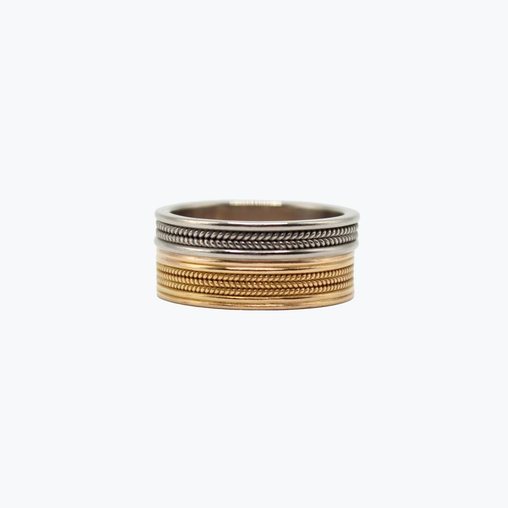 Hitched "Braid" Duet Ring in 22K Apricot Gold and 18K Alpine Gold Reinstein Ross Goldsmiths