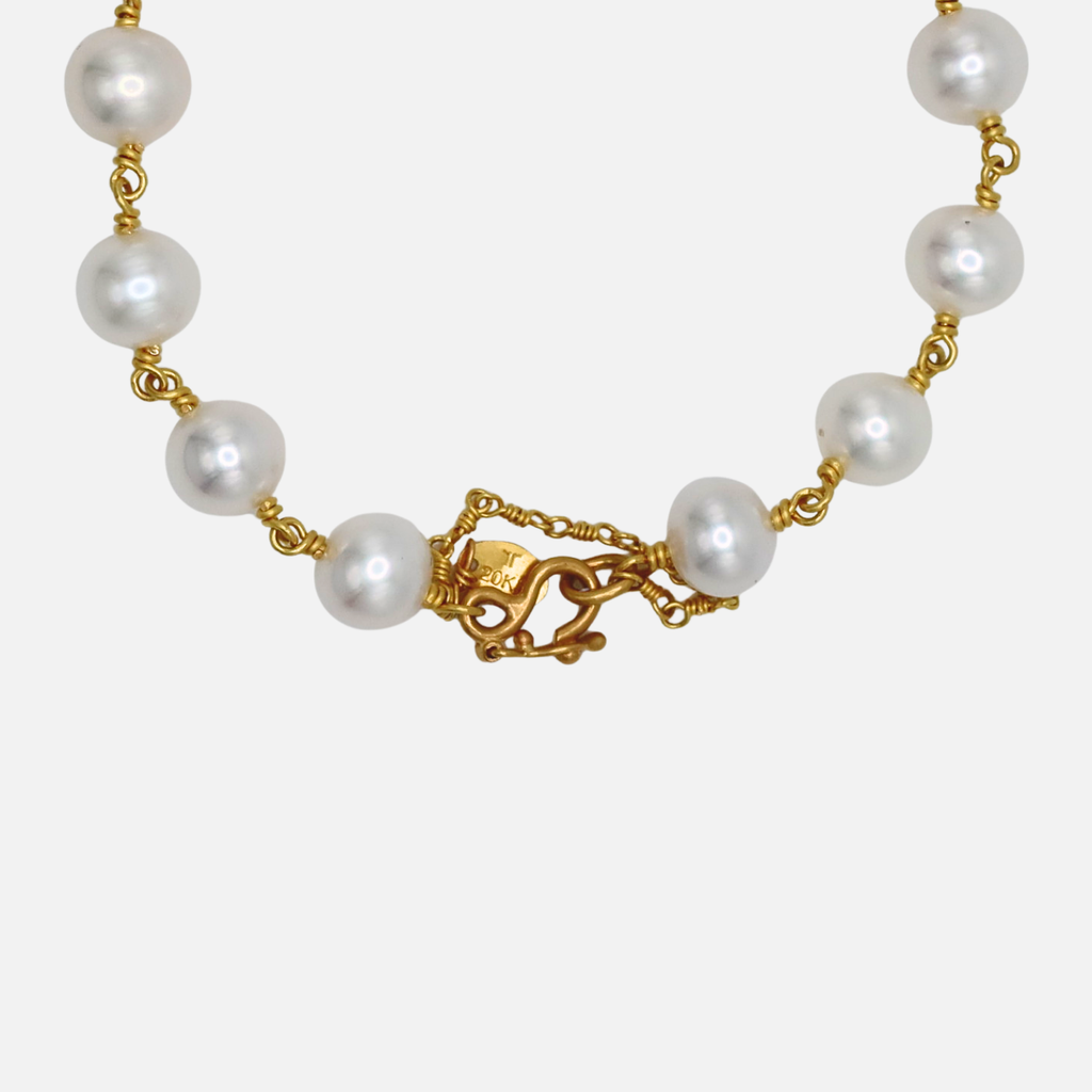 Isabella "Classic" White Pearl Bracelet in 20K Peach Gold Reinstein Ross Goldsmiths