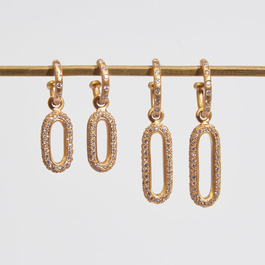 Diamond Match™ Pave Link Large Drops in 20K Peach Gold Reinstein Ross Goldsmiths