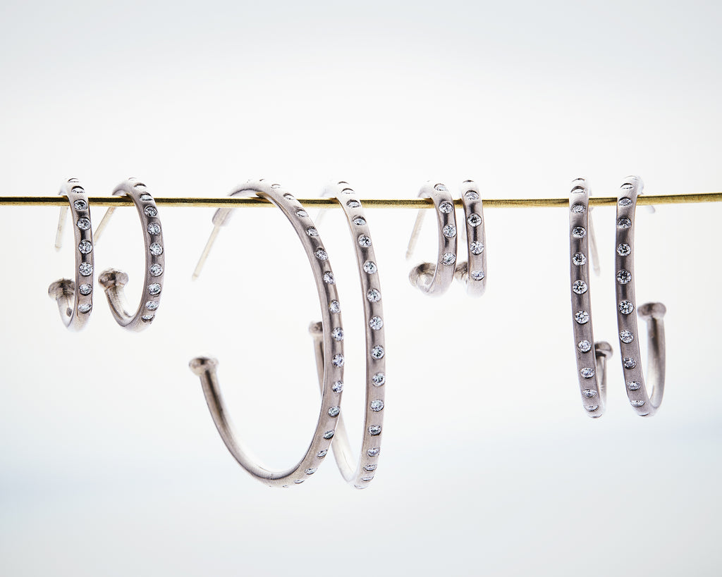 Hoopstock Baby Diamond Hoops in 18K Alpine Gold