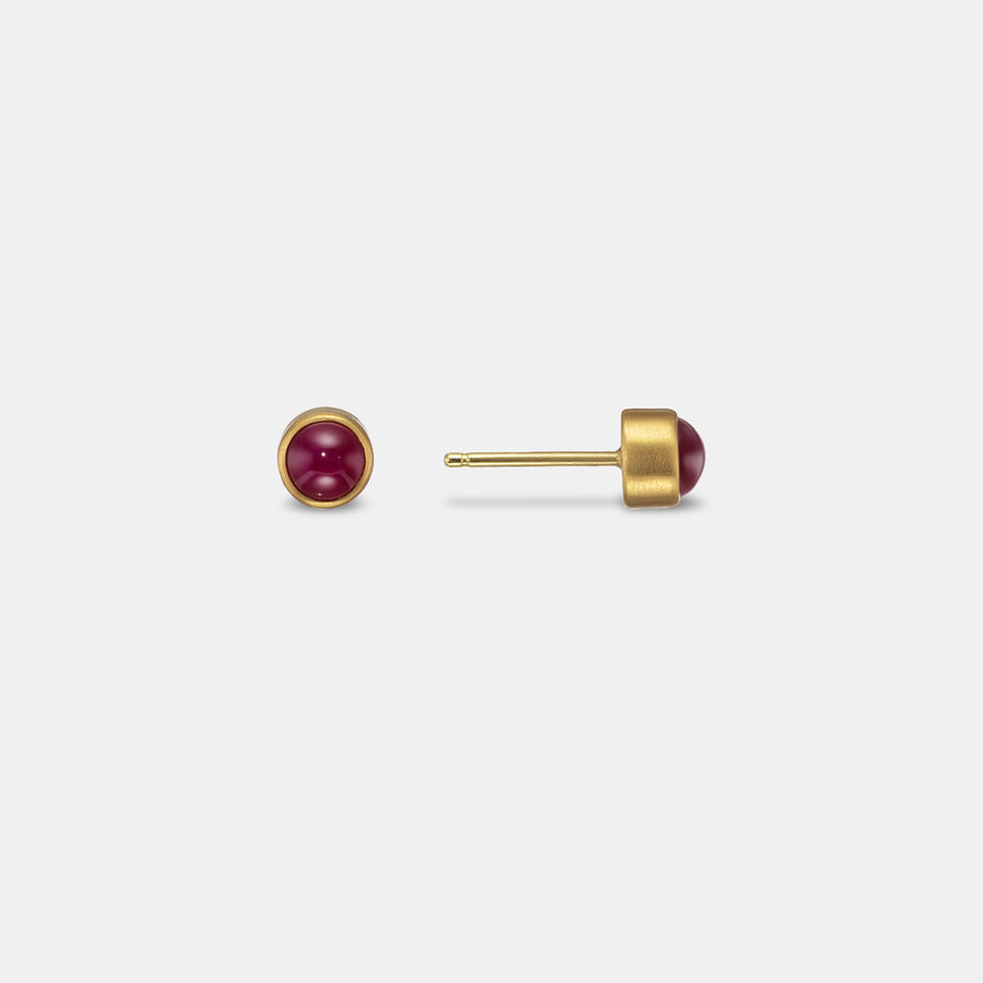 Sedona Cabochon Ruby Studs in 20K Peach Gold- 5mm