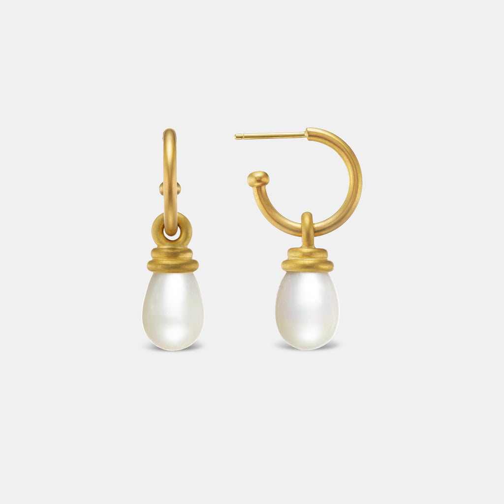 Duomo Stacked Freshwater Baroque Pearl Drops in 20K Peach Gold