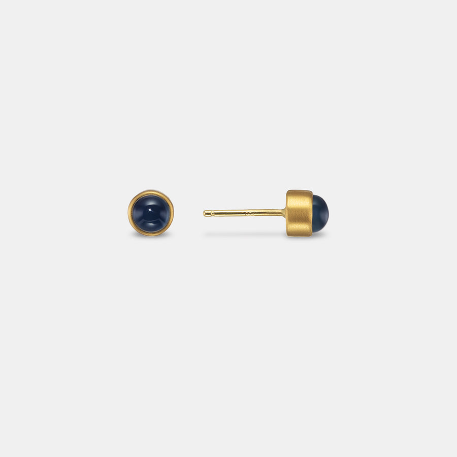 Sedona Cabochon Blue Sapphire Studs in 20K Peach Gold- 5mm