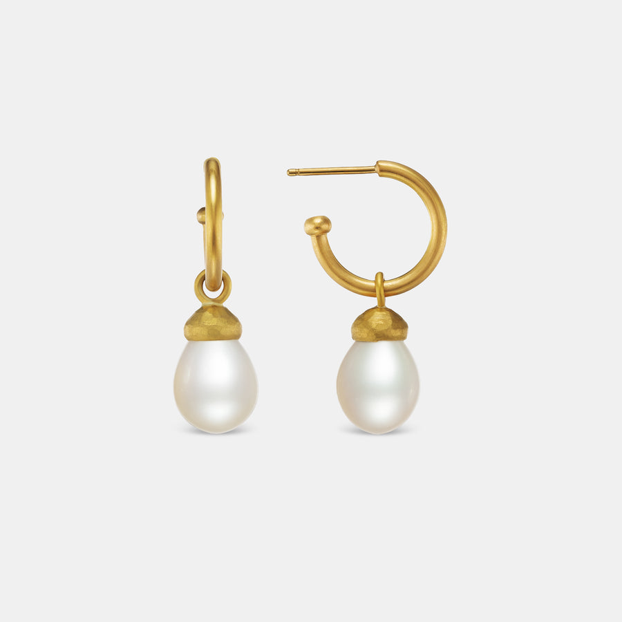 Duomo Hammered Freshwater Baroque Pearl Drops in 20K Peach Gold