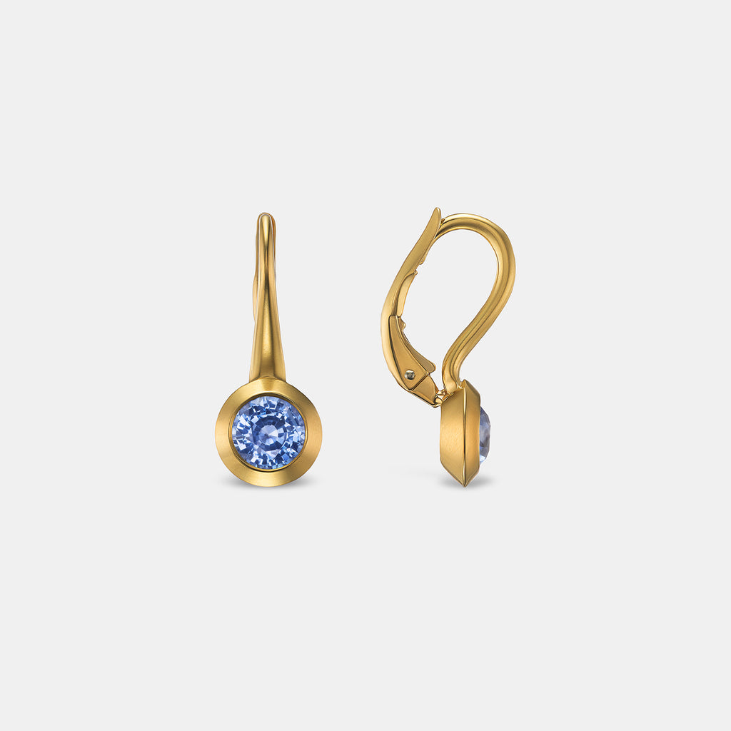 Duomo Light Blue Sapphire Earrings in 18K Yellow Gold- 1.55 tcw