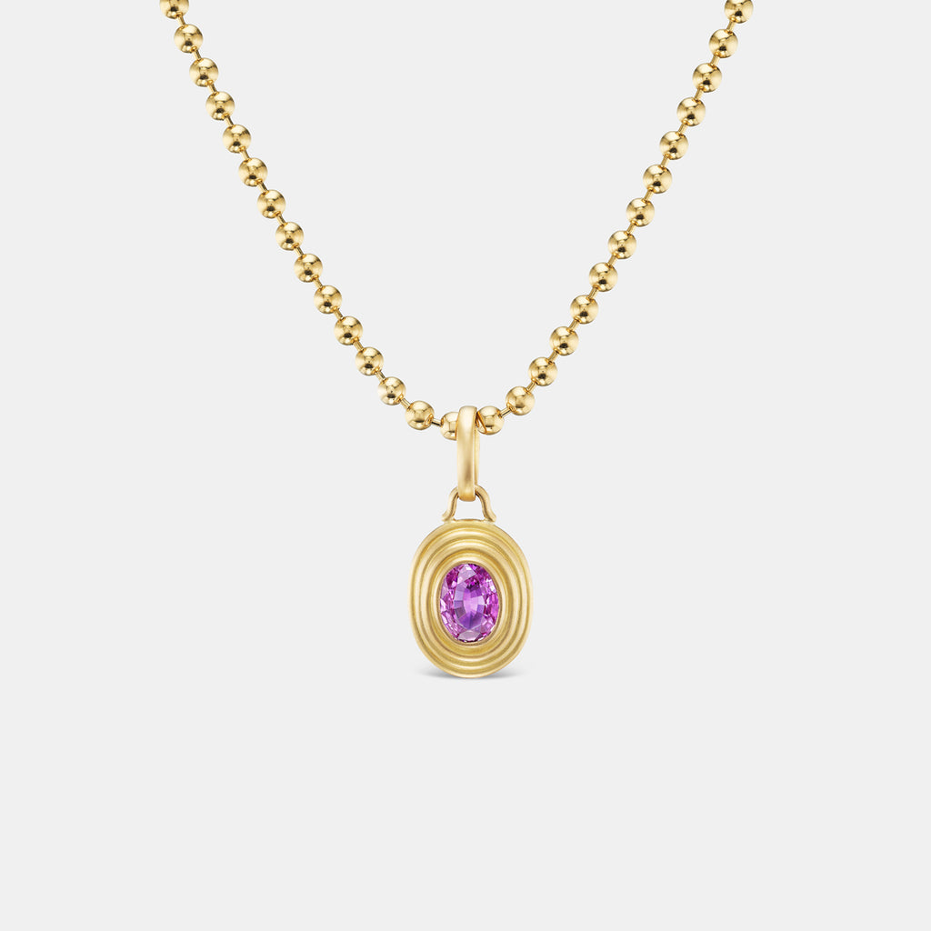Sonoma Pagoda Oval Pink Sapphire Pendant in 20K Peach Gold