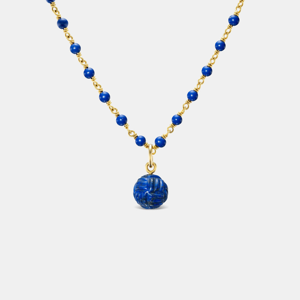 Andrea’s Knot Lapis Small Pendant in 18K Yellow Gold- 13mm
