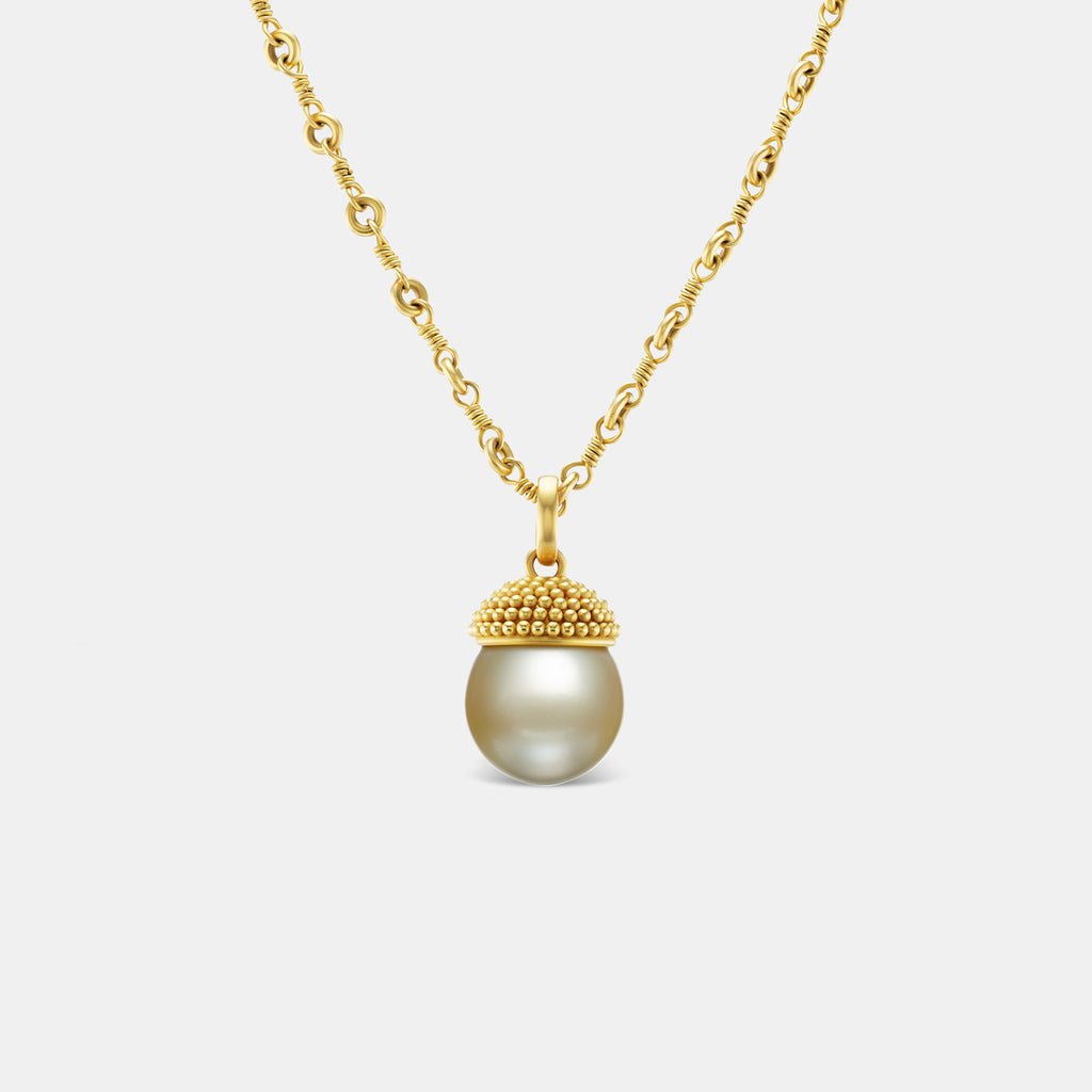 Sonoma Granule Large Golden Pearl Pendant set in 20K Peach Gold