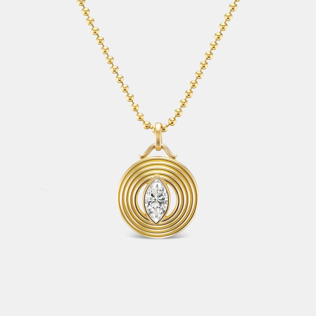 Sonoma "Pagoda" Marquise Lab Diamond Pendant in 20K Peach Gold