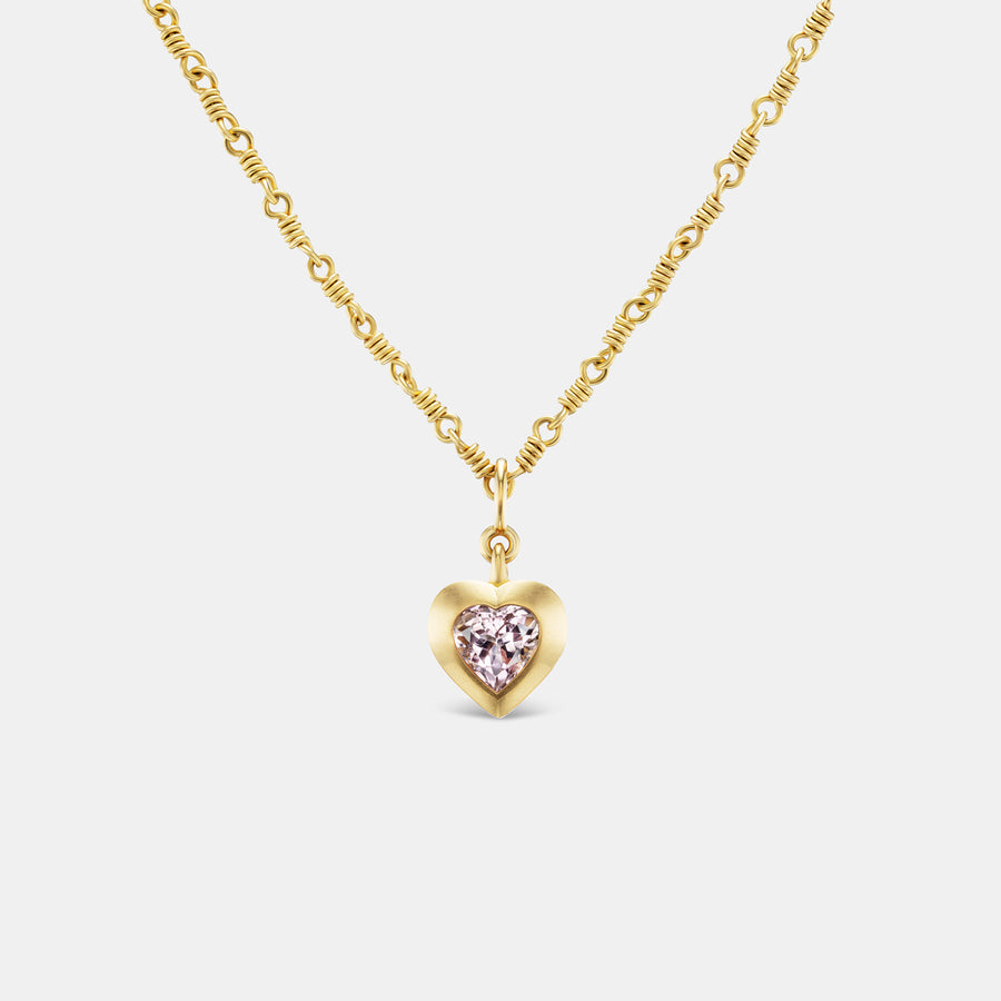 Duomo Pink Tourmaline Heart Pendant in 18K Yellow Gold