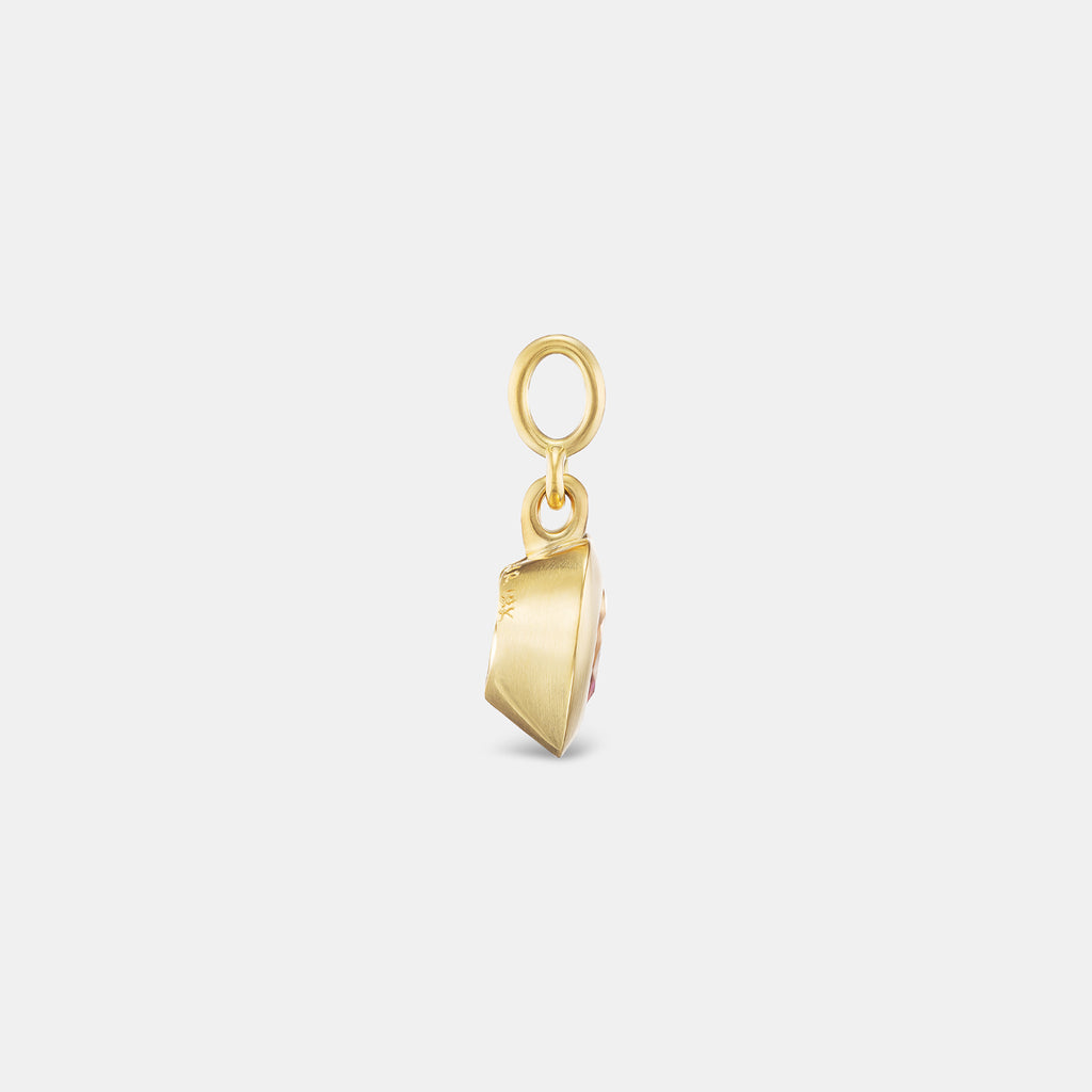 Duomo Pink Tourmaline Heart Pendant in 18K Yellow Gold