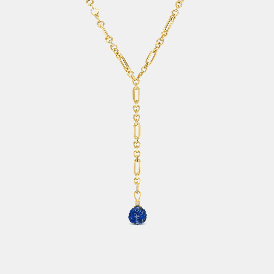 The Andrea Lapis Large Knot and Diamond Bail Pendant in 18K Yellow Gold- 19mm