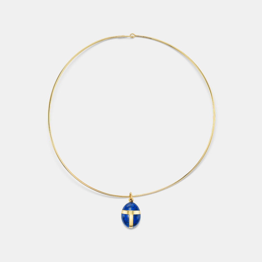 Scarab Lapis Small Pendant in 18K Yellow Gold