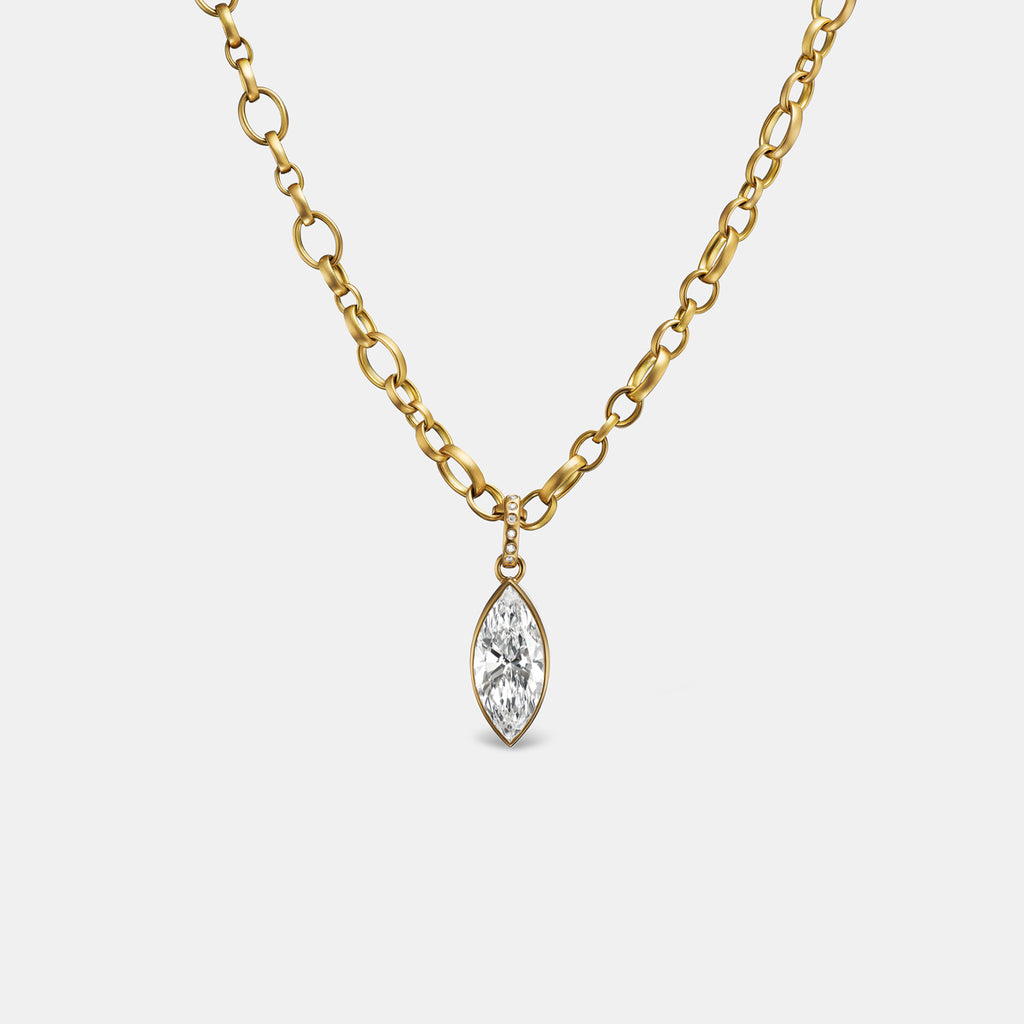 Sonoma Marquise Lab Diamond Pendant with Pave Bail in 20K Peach Gold
