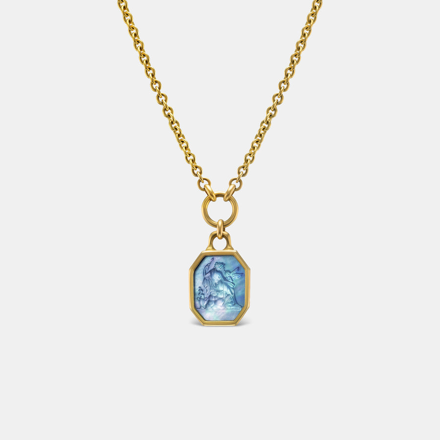 Sedona Blue Intaglio Pendant Necklace in 20K Peach Gold