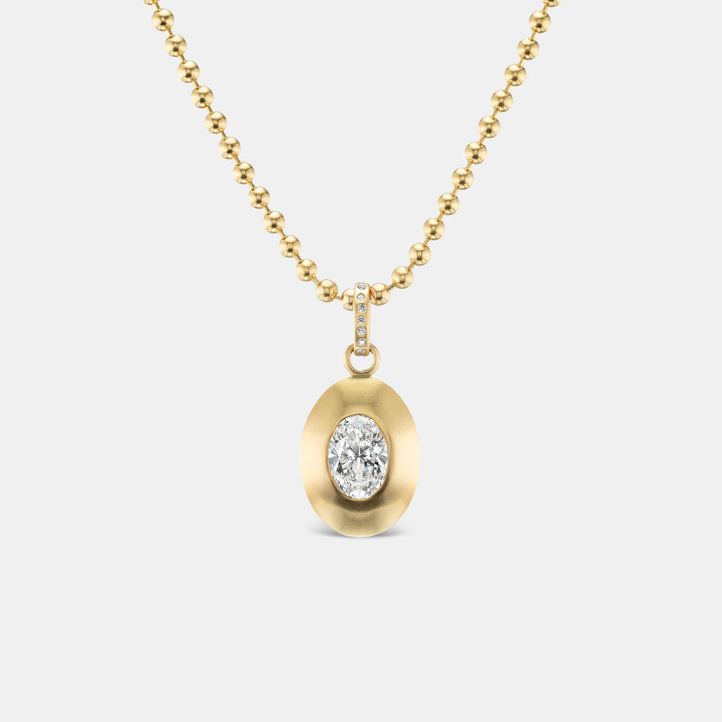 Duomo Oval Lab Diamond with Diamond Bail Pendant in 20K Peach Gold