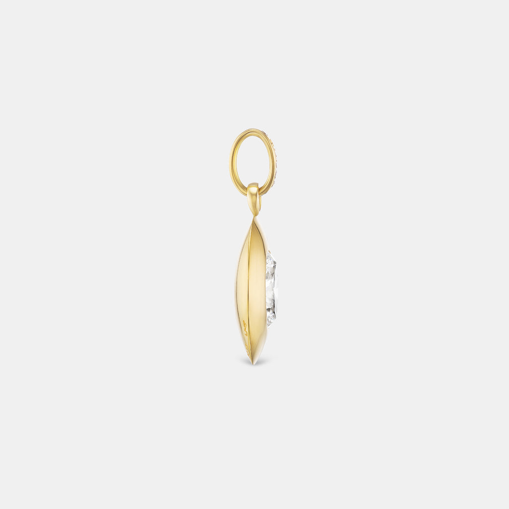 Duomo Oval Lab Diamond with Diamond Bail Pendant in 20K Peach Gold