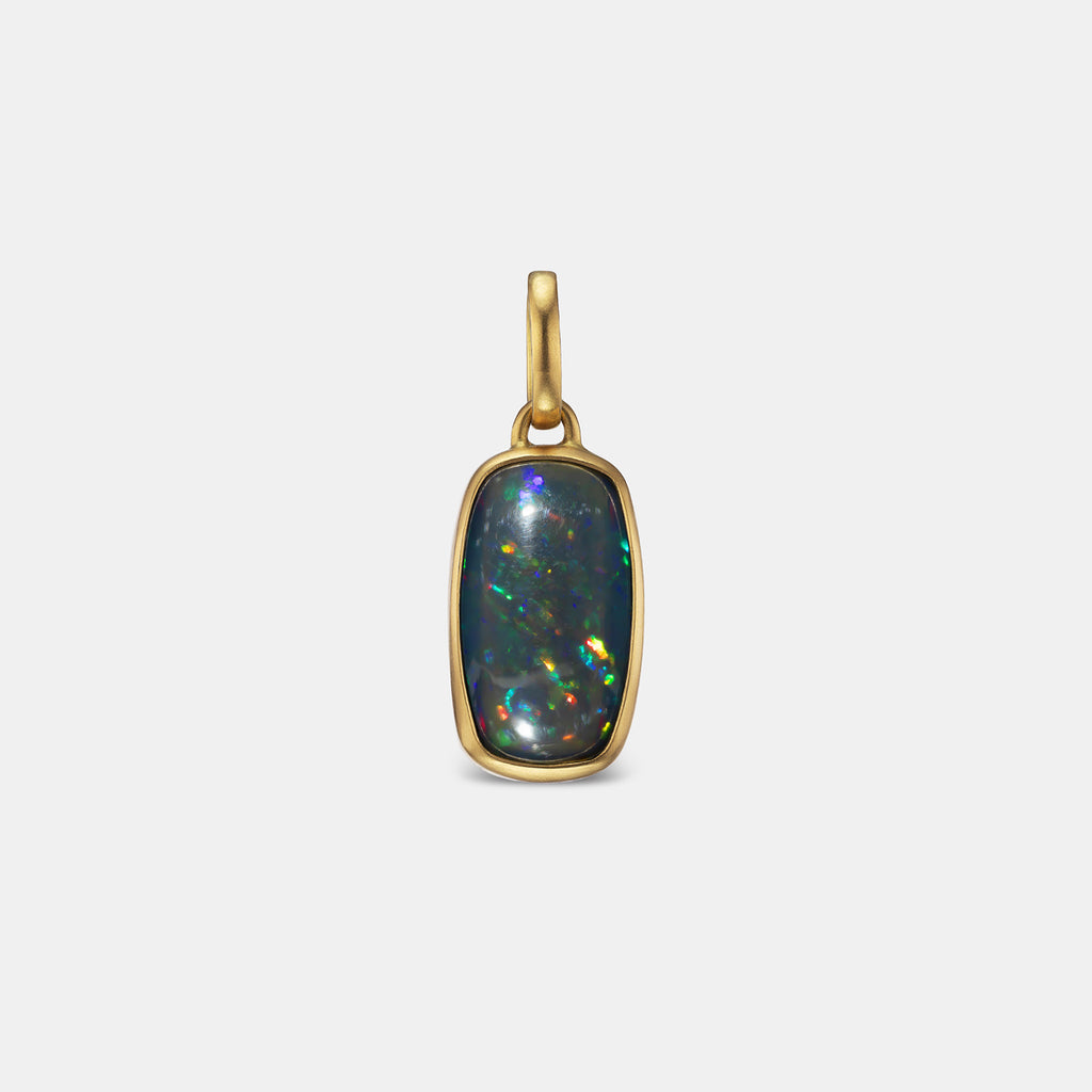 Sonoma Sugarloaf Ethiopian Black Opal Pendant in 20K Peach Gold