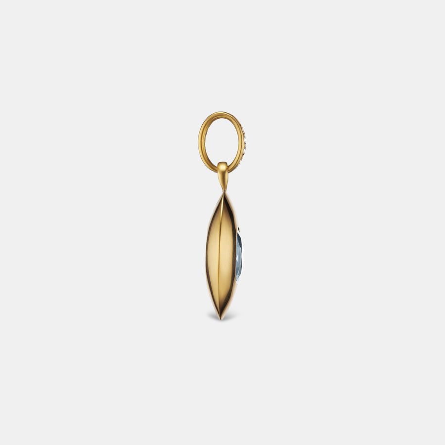 Duomo Oval Ceylon Blue Sapphire with Diamond Bail Pendant in 20K Peach Gold