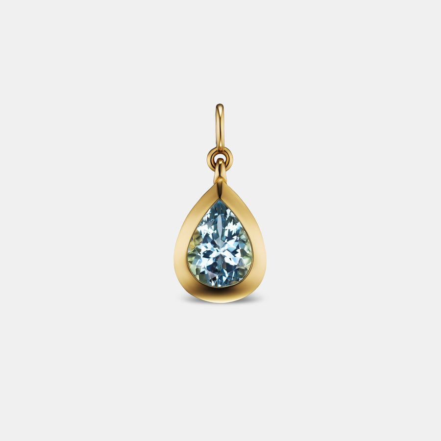 Duomo Pear Shape Large Aquamarine Pendant in 18K Yellow Gold