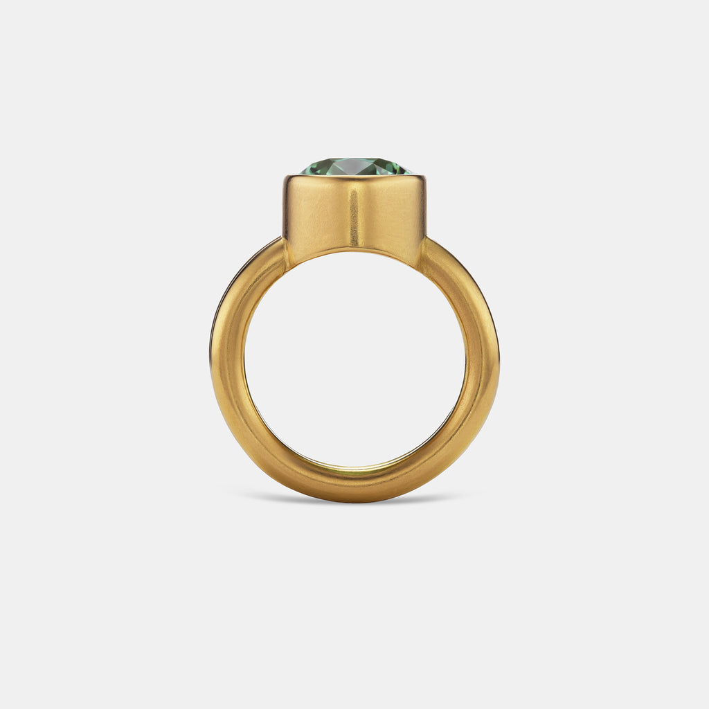 Leslie Oval Green Tourmaline Ring in 20K Peach Gold- 6mm
