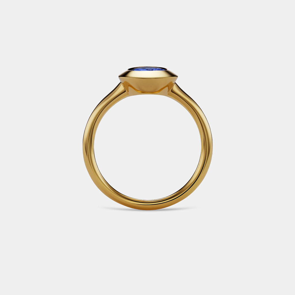Duomo Pear Shape Tanzanite Ring in 18K Yellow Gold
