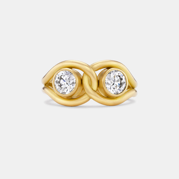 Dyan Toi Et Moi Lab Diamond Ring in 20K Peach Gold