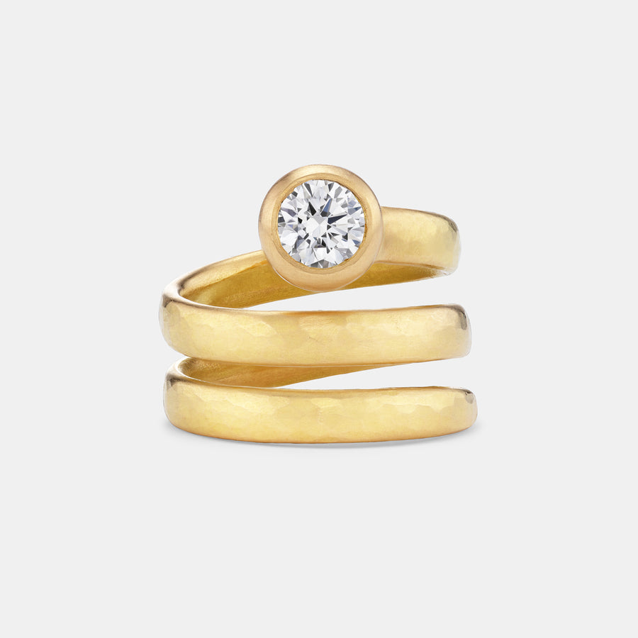 Sonoma Hammered Wrap Lab Diamond Ring in 20K Peach Gold