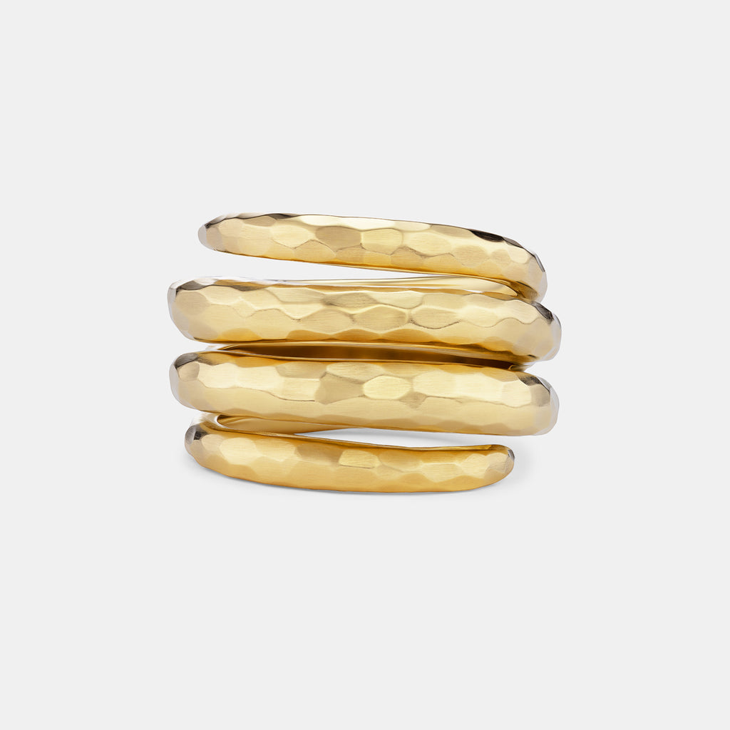Hammered Triple Wrap Band in 18K Yellow Gold