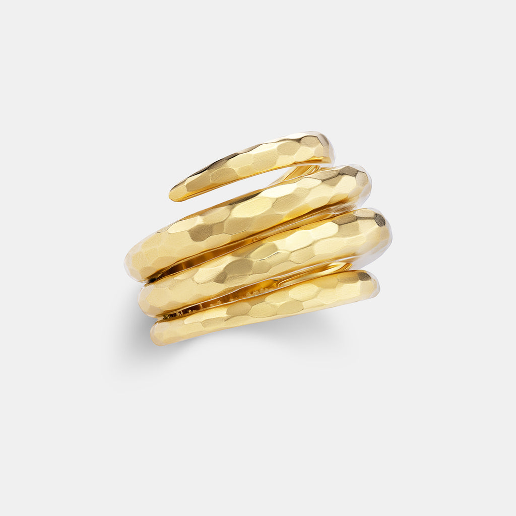 Hammered Triple Wrap Band in 18K Yellow Gold