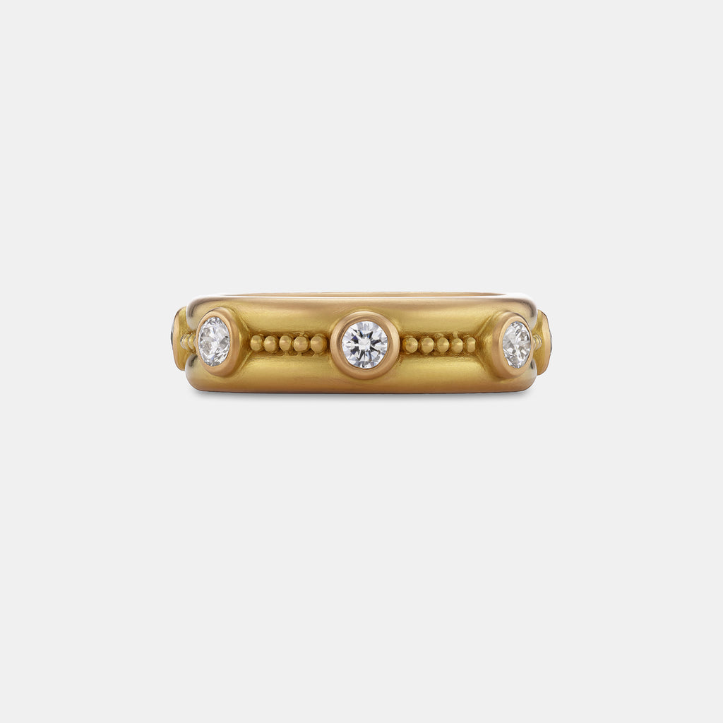Double Half Round Diamond "Halo" Band in 20K Peach Gold