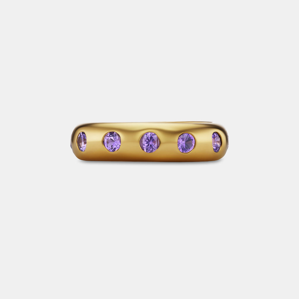 Half Round "Mosaic" Purple Sapphire Band in 20K Peach Gold- 5mm