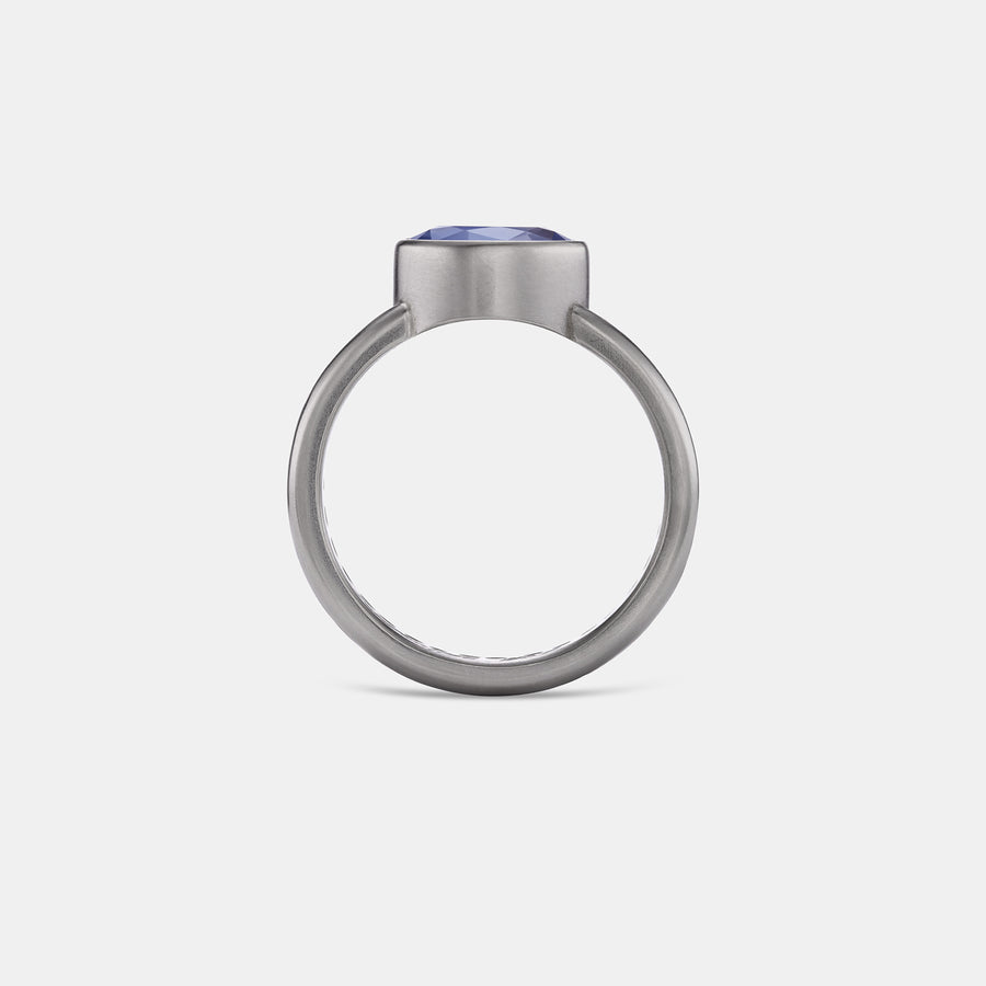 Shimmer Oval Blue Sapphire Ring in 18K Alpine Gold