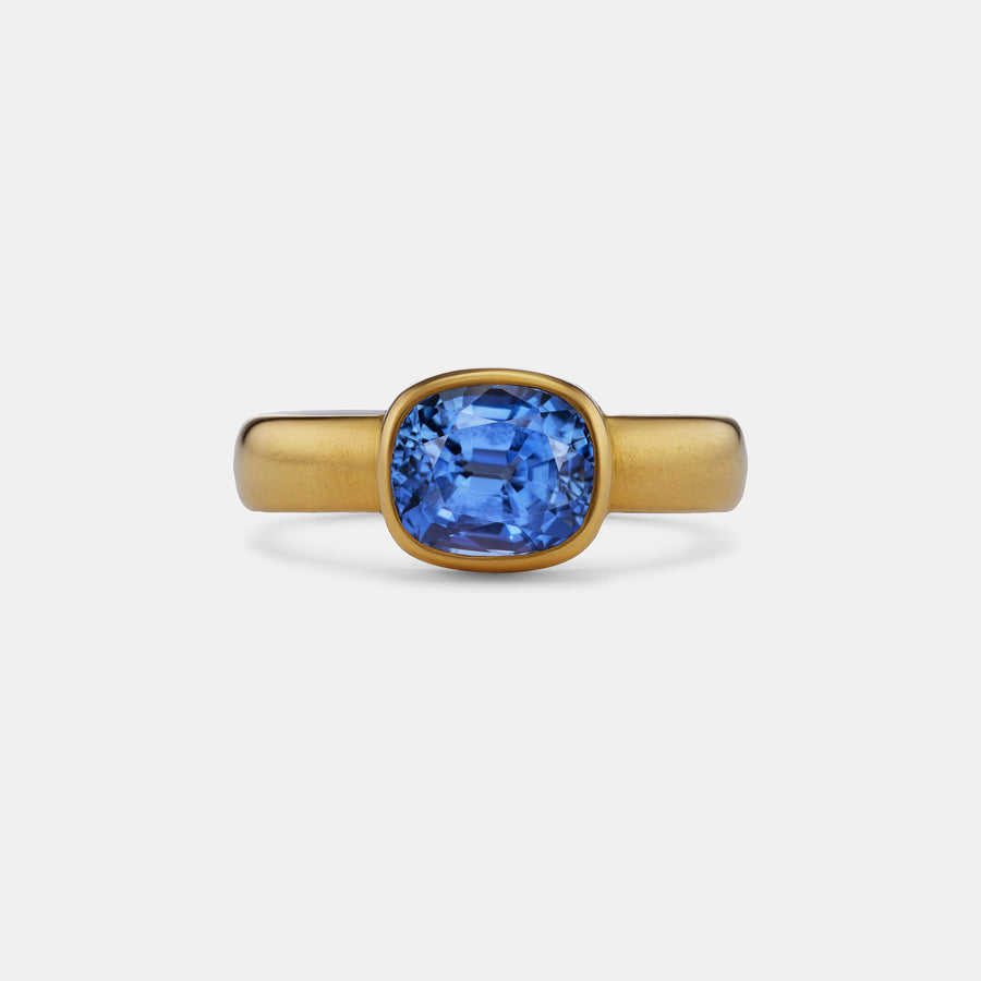 Sonoma Cushion Cut Blue Sapphire Ring in 20K Peach Gold